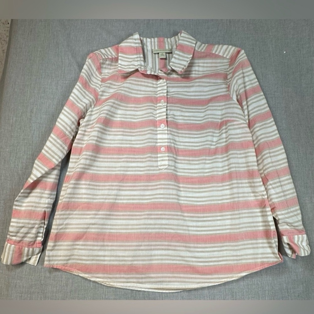 Appleseed's PK of 2 Pink Cream Striped/Floral Vine Patterned Button up Shirts - Picture 13 of 13
